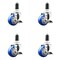 Service Caster 3.5 Inch 316SS Blue Poly Swivel 1-1/4 Inch Expanding Stem Caster Set Brake SCC SS316EX20S3514-PPUB-BLUE-TLB-114-4 - alternate 1